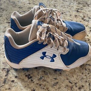 Under Armour Kids Navy and Cream Baseball Cleats